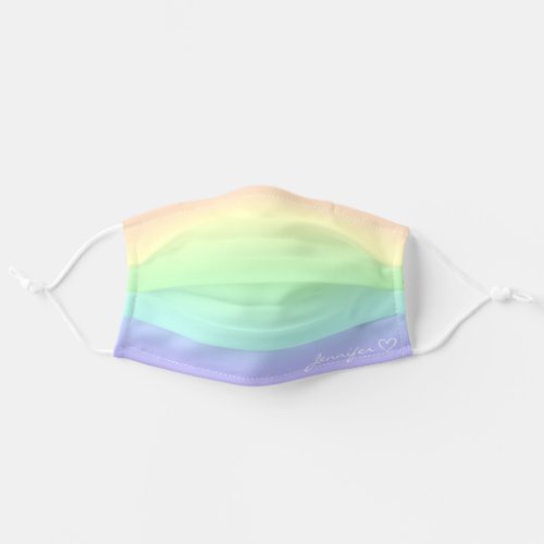 Pastel Rainbow Cute Calligraphy Heart Personalized Adult Cloth Face Mask