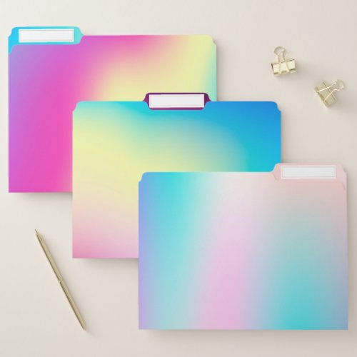 Pastel Rainbow Cute Gradient Pink Yellow Blue File Folder