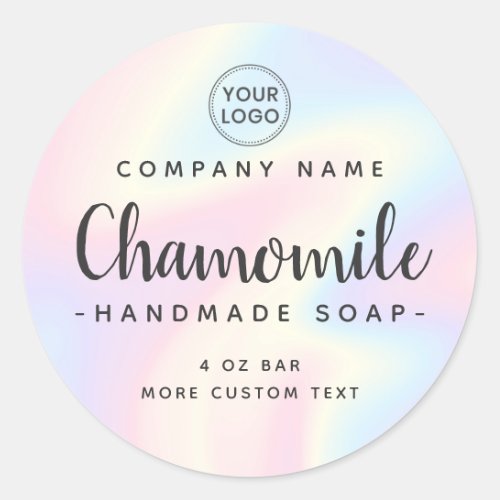 Pastel rainbow cute script round product label