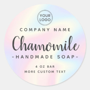 Pastel rainbow cute script round product label