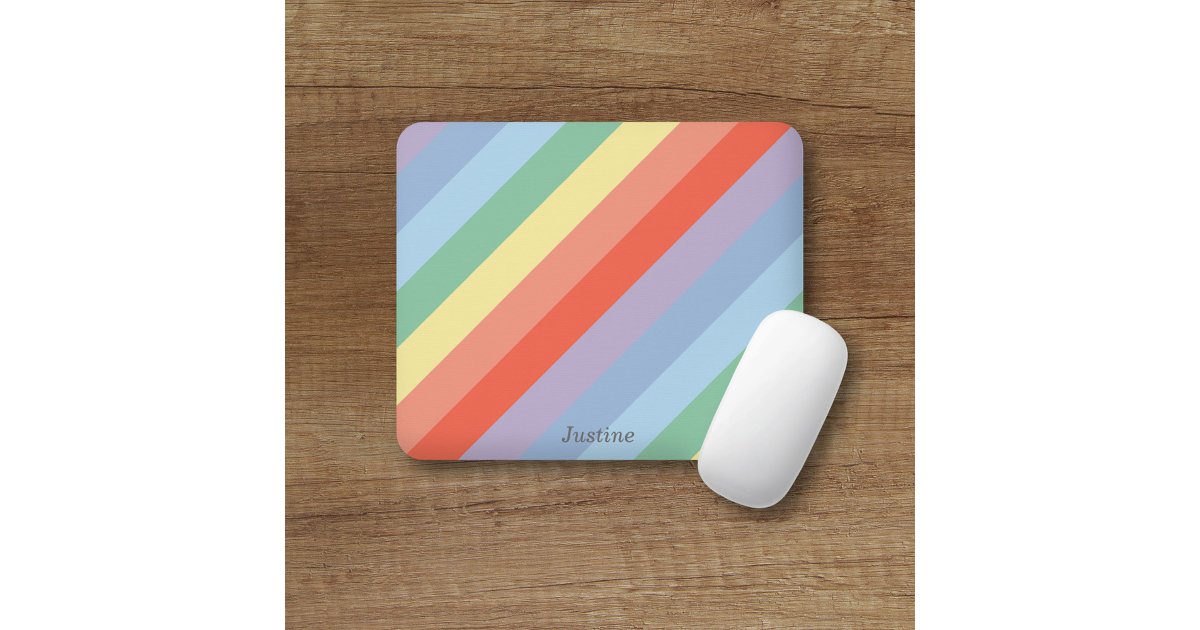 Pastel Rainbow Diagonal Stripes Mouse Pad | Zazzle