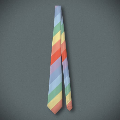Pastel Rainbow Diagonal Stripes  Neck Tie