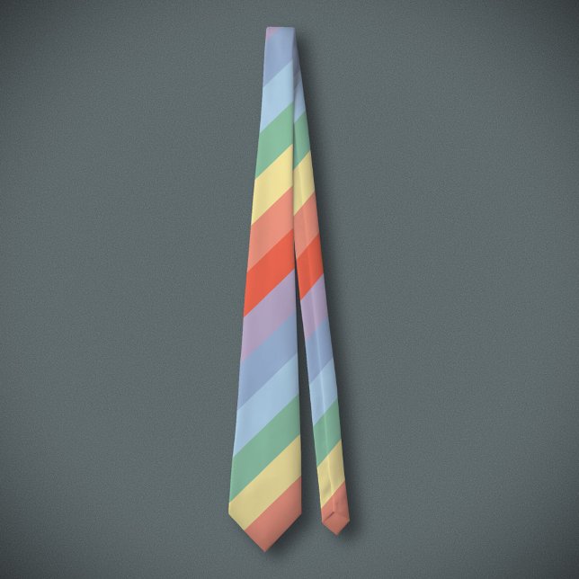 Pastel Rainbow Diagonal Stripes  Neck Tie (Pastel Rainbow Diagonal Stripes Neck Tie)