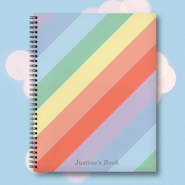 Pastel Rainbow Diagonal Stripes  Notebook (Pastel Rainbow Diagonal Stripes Notebook)