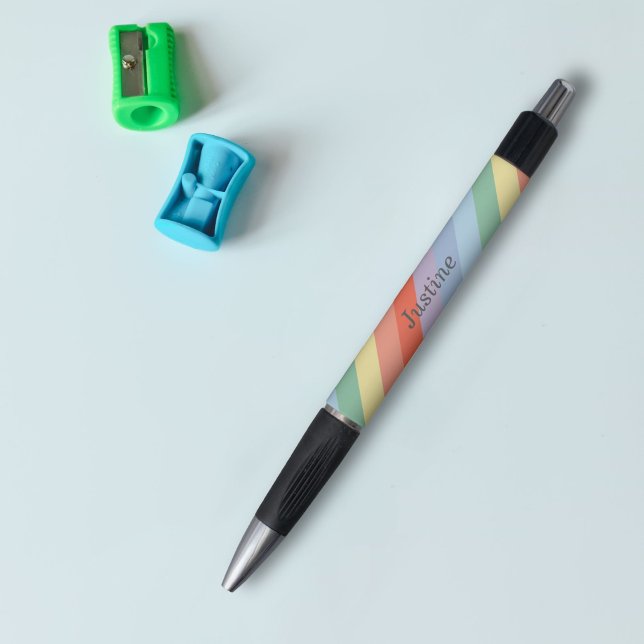 Pastel Rainbow Diagonal Stripes  Pen (Pastel Rainbow Diagonal Stripes Pen)