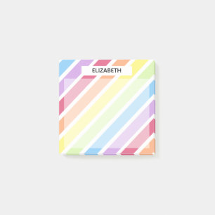 Pastel Rainbow Diagonal Stripes Personalize Post-it Notes