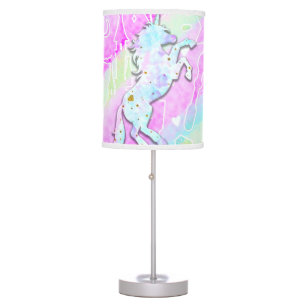Pastel Rainbow Diamonds & Stars Magical Unicorn Table Lamp