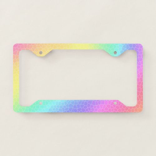 Pastel Rainbow Dragon Scale Design License Plate Frame