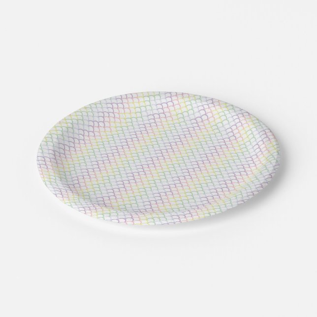 Pastel Rainbow Dragon Scales Paper Plates (Angled)