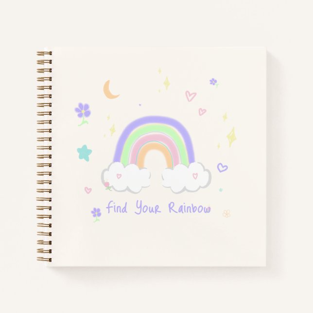 Pastel Rainbow Dreams Cute Spiral Notebook (Front)