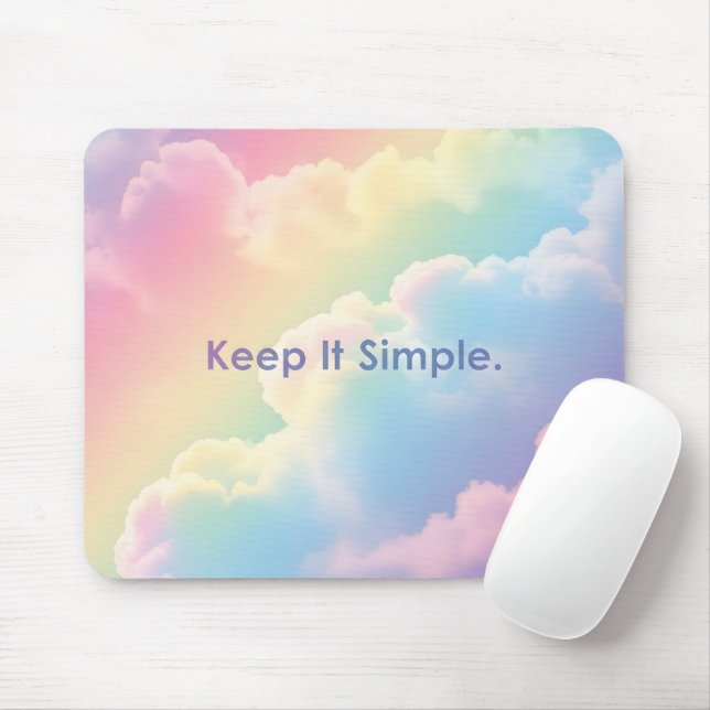 Pastel Rainbow Dreamy Clouds Aesthetic Desk Mouse Pad (With Mouse)