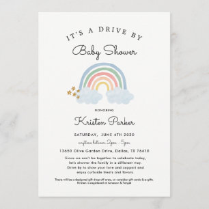 Pastel Rainbow Drive By Baby Shower Invitation Boy