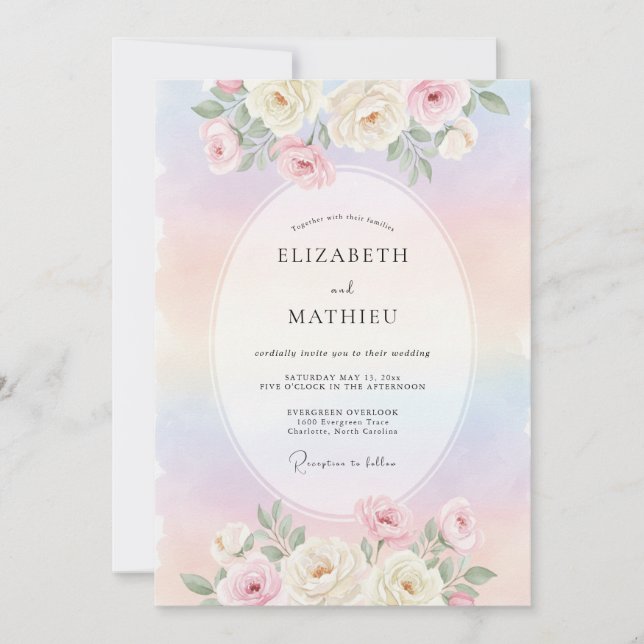 Pastel Rainbow Ethereal Romantic Wedding Invitation (Front)