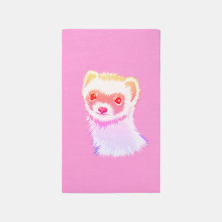 Pastel Rainbow Ferret - Cute Pink Pet Art Rug
