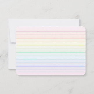 Pastel Rainbow Flat Thank You Card with Lined Back