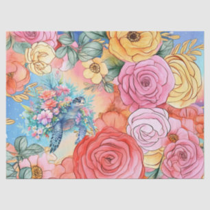 Pastel Rainbow Floral Sea Turtle Tissue Paper