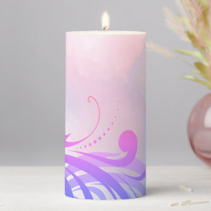 Pastel Rainbow Flourish Boho Pillar Candle