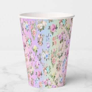 Pastel Rainbow Flowers Paper Cups