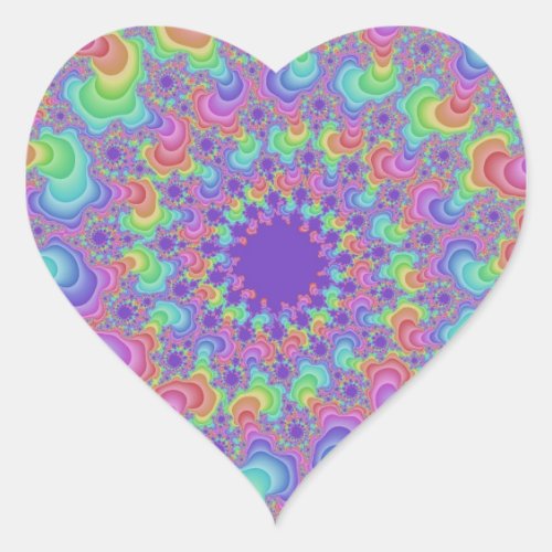 Pastel Rainbow Fractal Heart Sticker