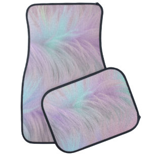 Pastel Rainbow Fur Car Floor Mat