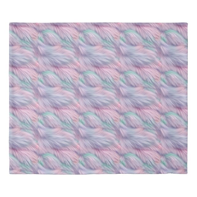 Pastel Rainbow Fur Duvet Cover (Front)