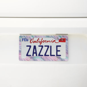 Pastel Rainbow Fur License Plate Frame