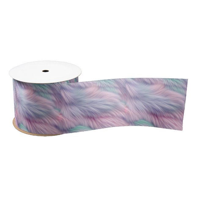 Pastel Rainbow Fur Satin Ribbon (Spool)