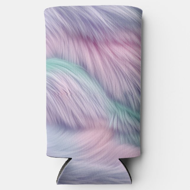 Pastel Rainbow Fur Seltzer Can Cooler (Front)