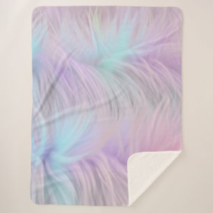 Pastel Rainbow Fur Sherpa Blanket
