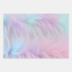 Pastel Rainbow Fur Wrapping Paper Sheets