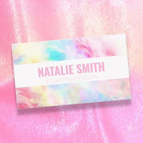 Pastel Rainbow Galaxy Marble Modern Colorful Bold Business Card