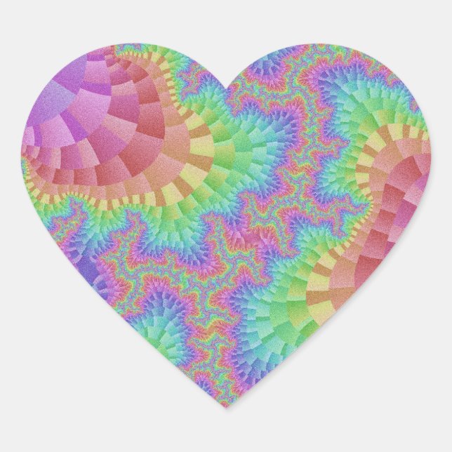 Pastel Rainbow Gear Heart Stickers (Front)