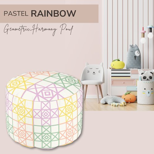 Pastel Rainbow Geometric Harmony Pouf