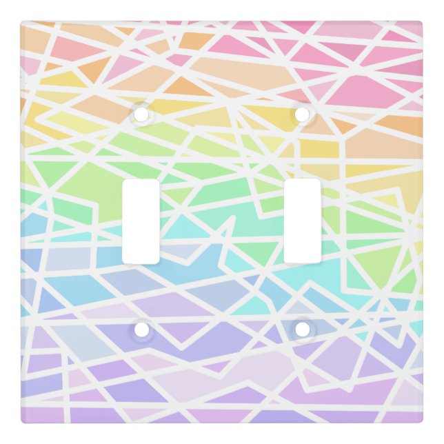 Pastel Rainbow Geometric Light Switch Cover (Front)