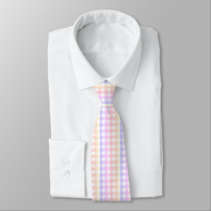 Pastel Rainbow Gingham Neck Tie