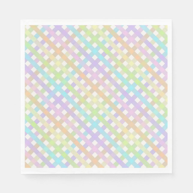 Pastel Rainbow Gingham Plaid Napkins (Front)