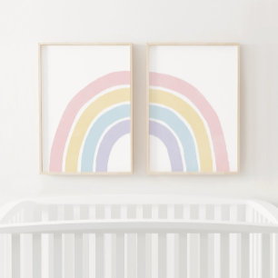 Pastel Rainbow Girl Nursery Decor Wall Art Sets