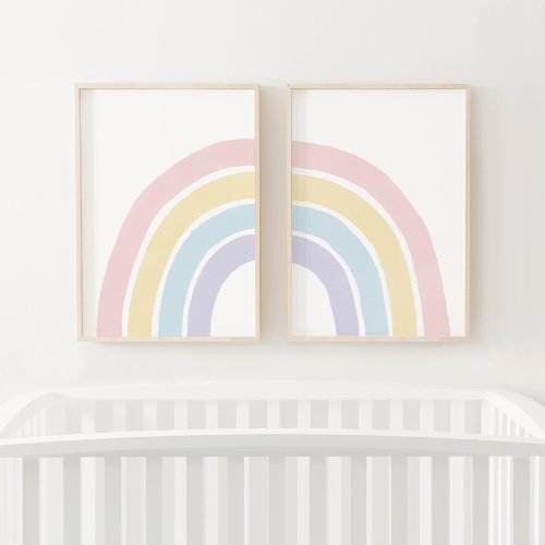 Pastel Rainbow Girl Nursery Decor Wall Art Sets