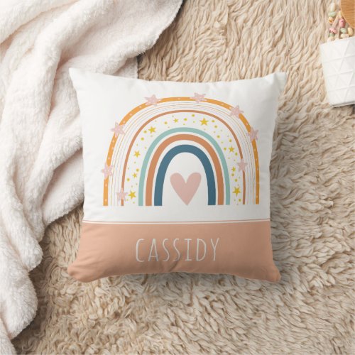 Pastel rainbow girls  throw pillow