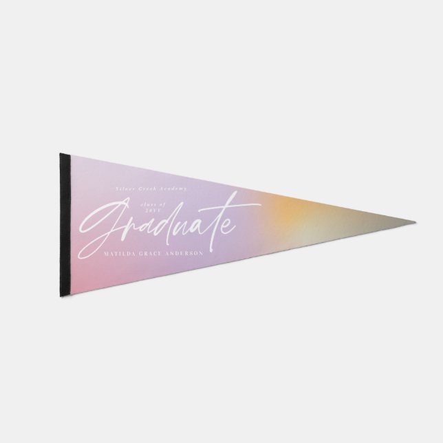 Pastel rainbow girly multi photo graduate elegant pennant flag (Front)