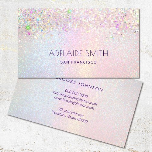 pastel rainbow glitter effect  business card