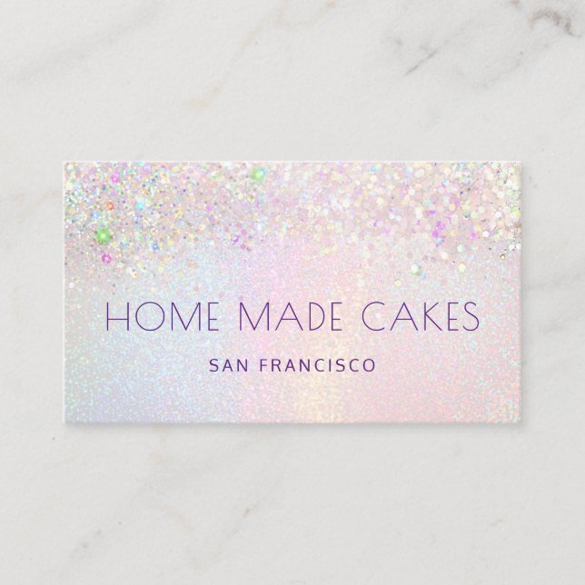 pastel rainbow glitter effect cakes business card (Front)