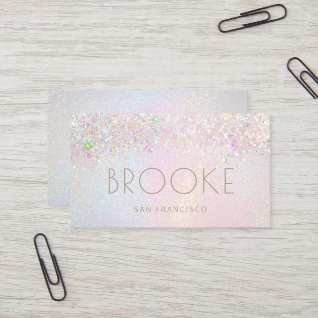 pastel rainbow glitter effect design business card (Front/Back In Situ)