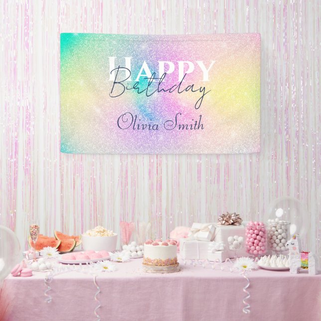Pastel Rainbow Glitter Gradient Banner (Party)