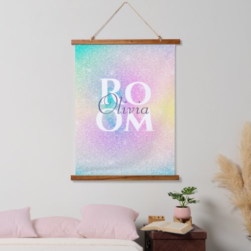 Pastel Rainbow Glitter Gradient Hanging Tapestry