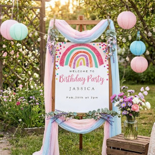 Pastel Rainbow Glitter Kids Birthday Party Foam Board