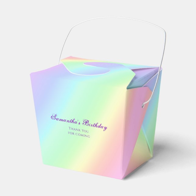 Pastel Rainbow Gradient Birthday Thank You Favor Boxes (Front Side)