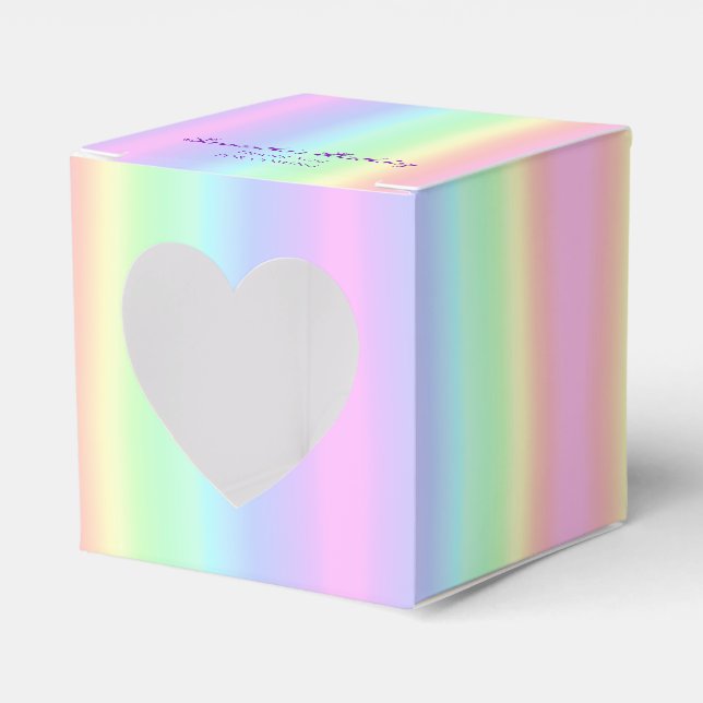 Pastel Rainbow Gradient Birthday Thank You Heart Favor Boxes (Front Side)