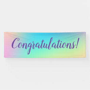 Pastel Rainbow Gradient "Congratulations" Banner