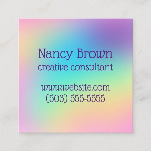 Pastel Rainbow Gradient Custom Square Business Card